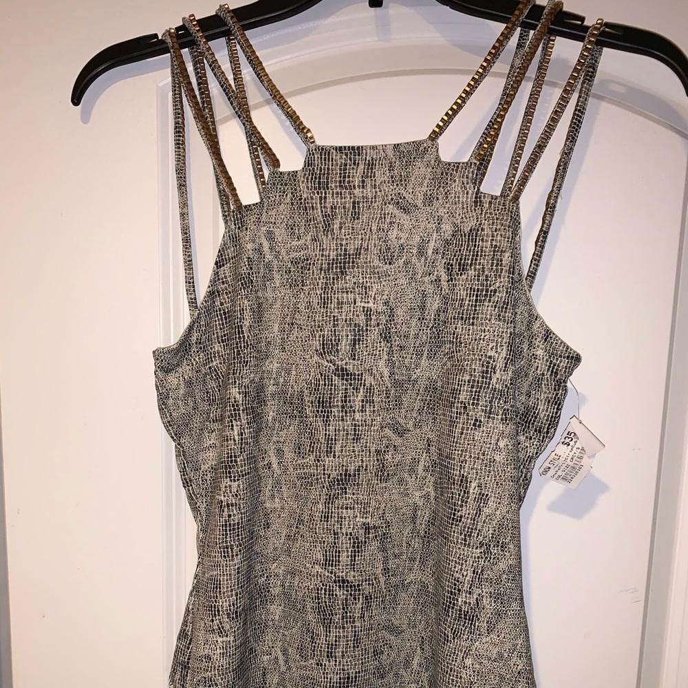 Snake skin and Gold chain detailed dress